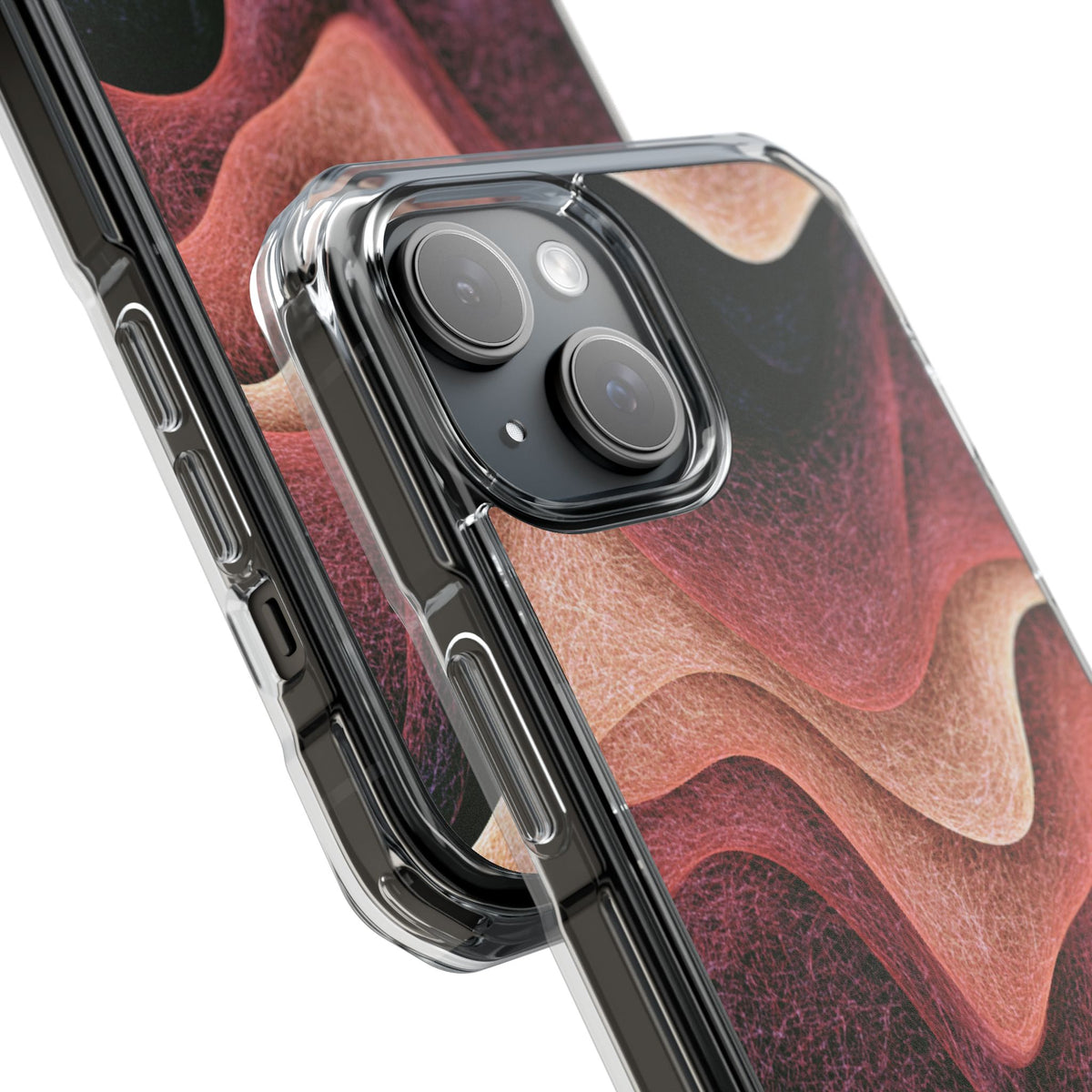 Rose Contour Waves · Clear Impact Magnetic Phone Case for iPhone · Pink