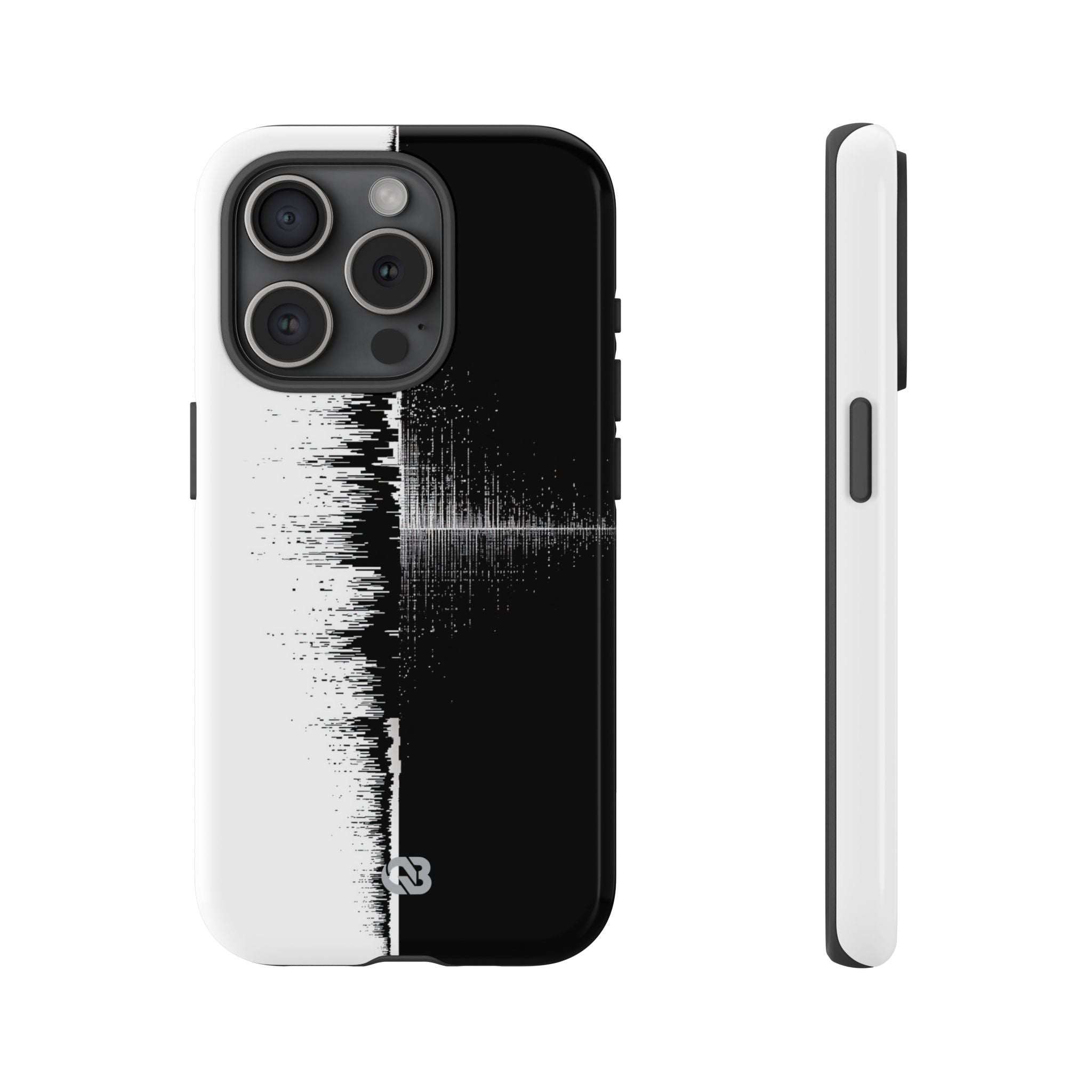 Black Tough Phone Case for iPhone - Static Signal Split