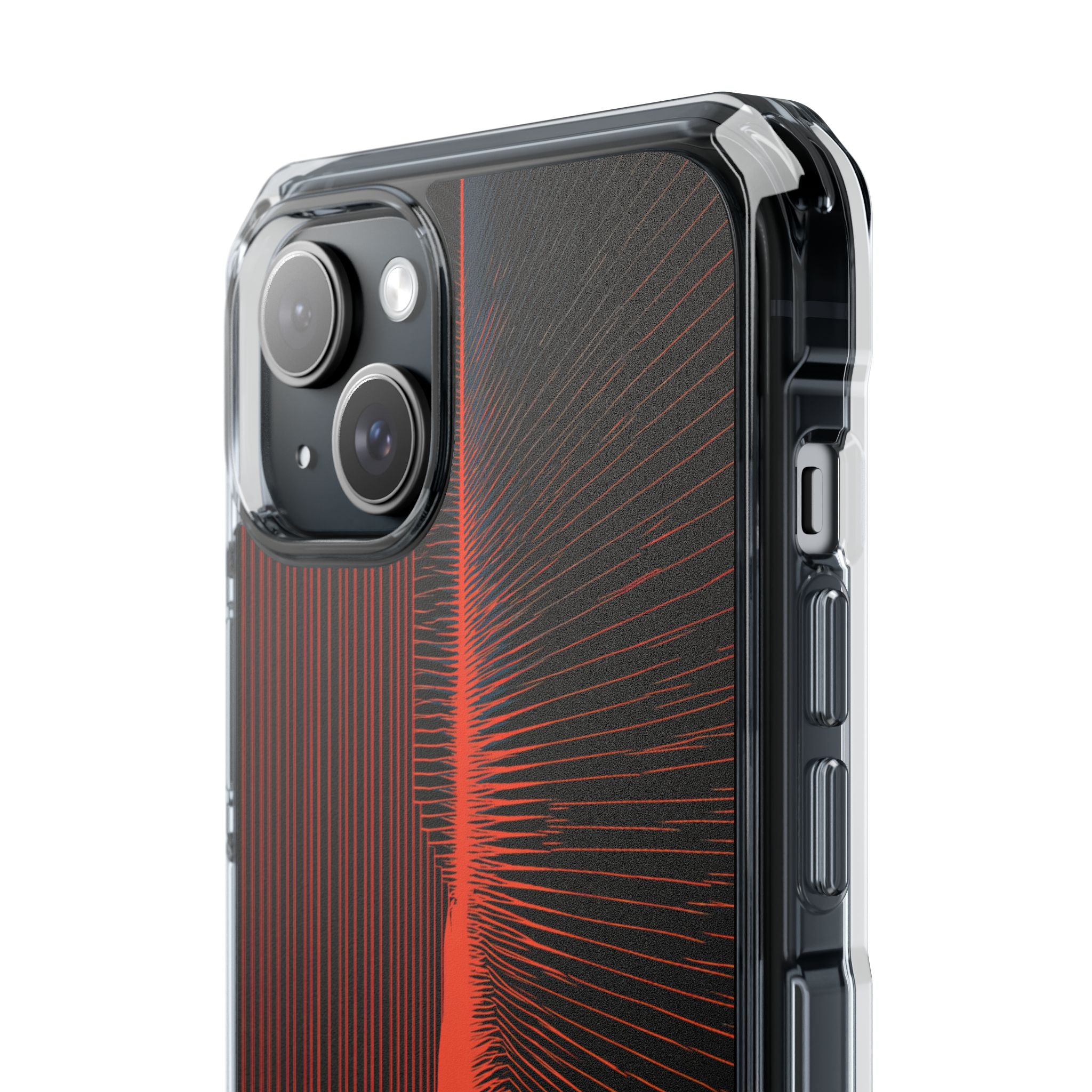Red Impact MagSafe Phone Case for iPhone - Crimson Frequency Pulse