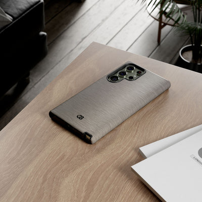 Grey Tough Phone Case for Samsung - Brushed Nickel Linen