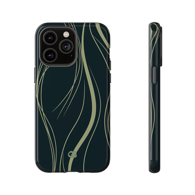 Green Tough Phone Case for iPhone - Obsidian Sage Flow