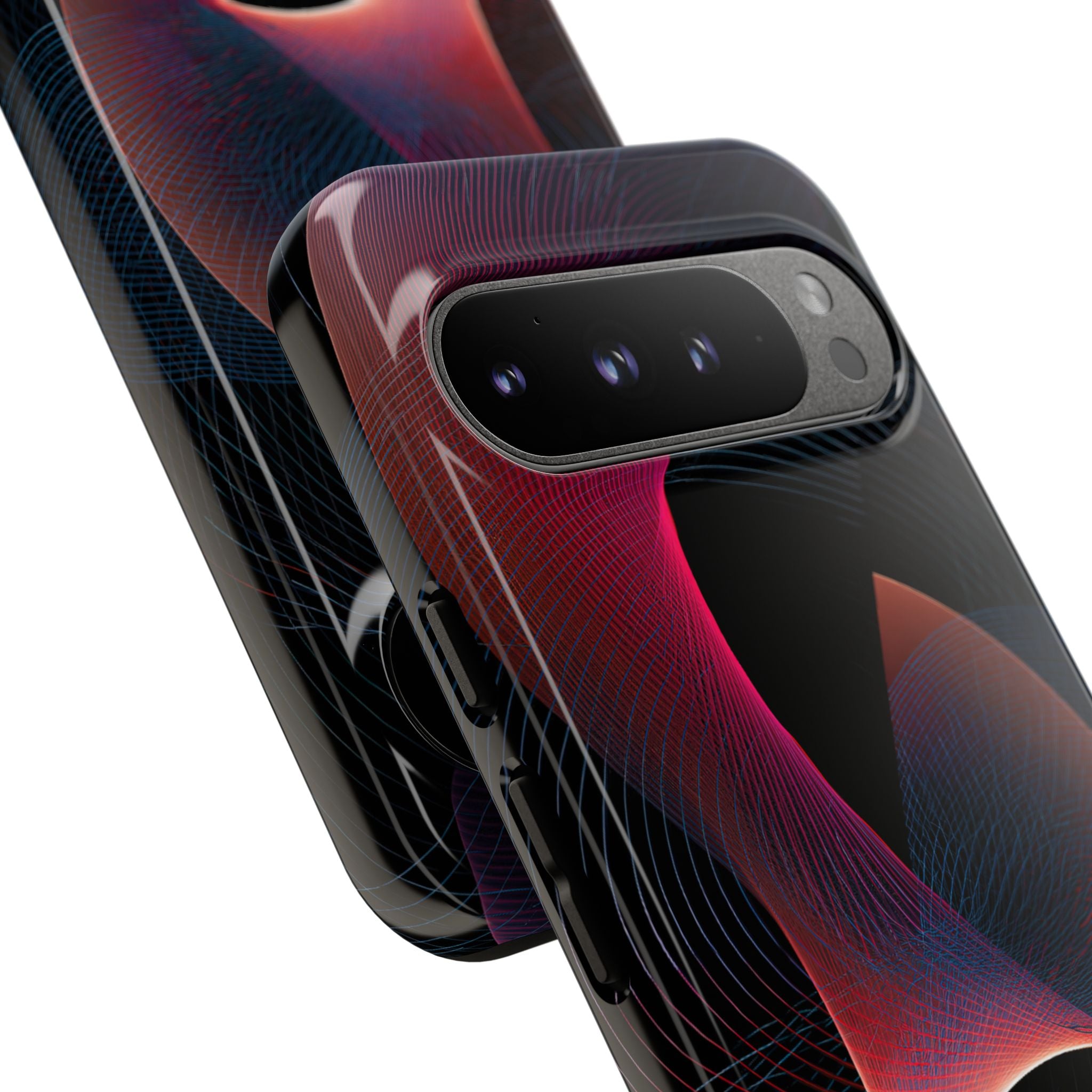 Black Tough Phone Case for Google Pixel - Cobalt Crimson Flux