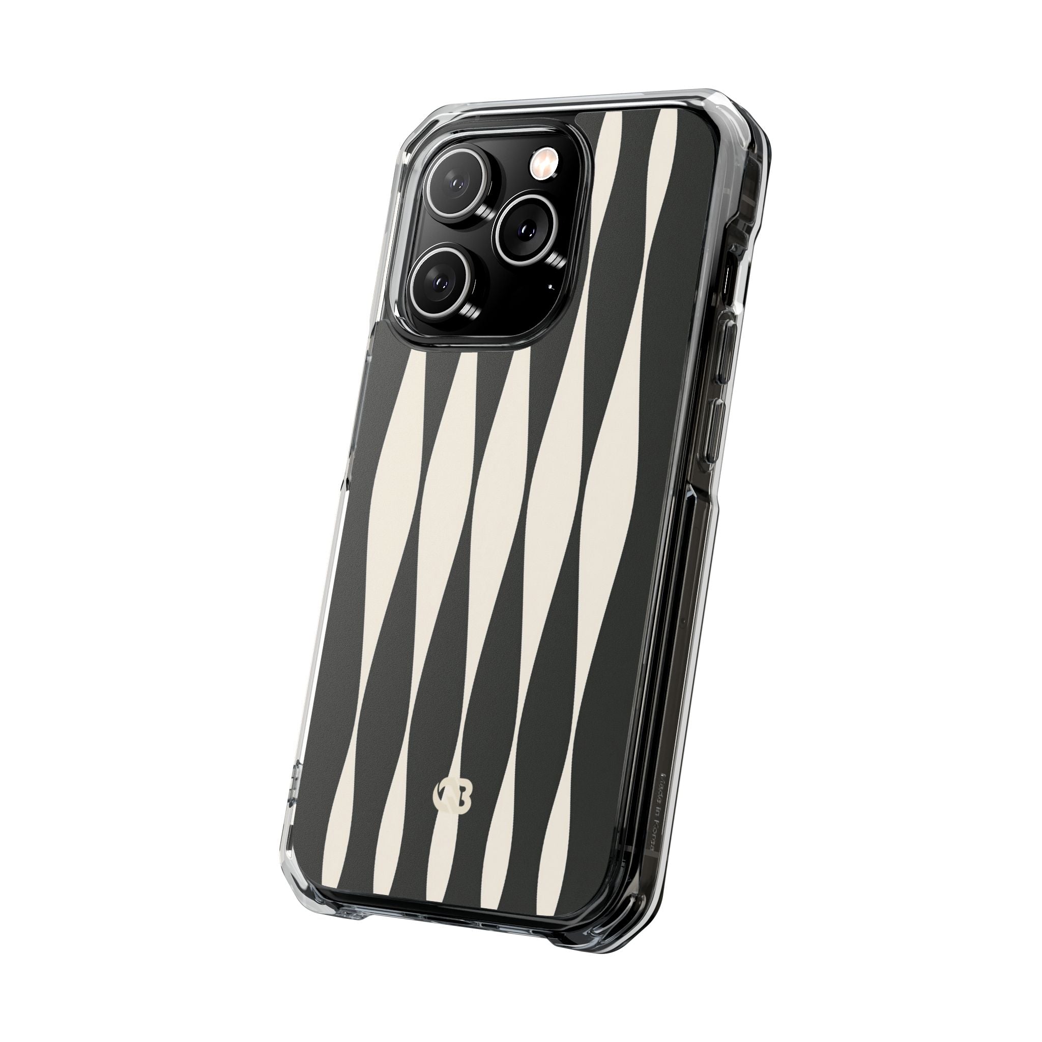 Black Impact MagSafe Phone Case for iPhone - Ivory Spindle Grid