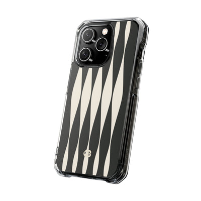 Black Impact MagSafe Phone Case for iPhone - Ivory Spindle Grid