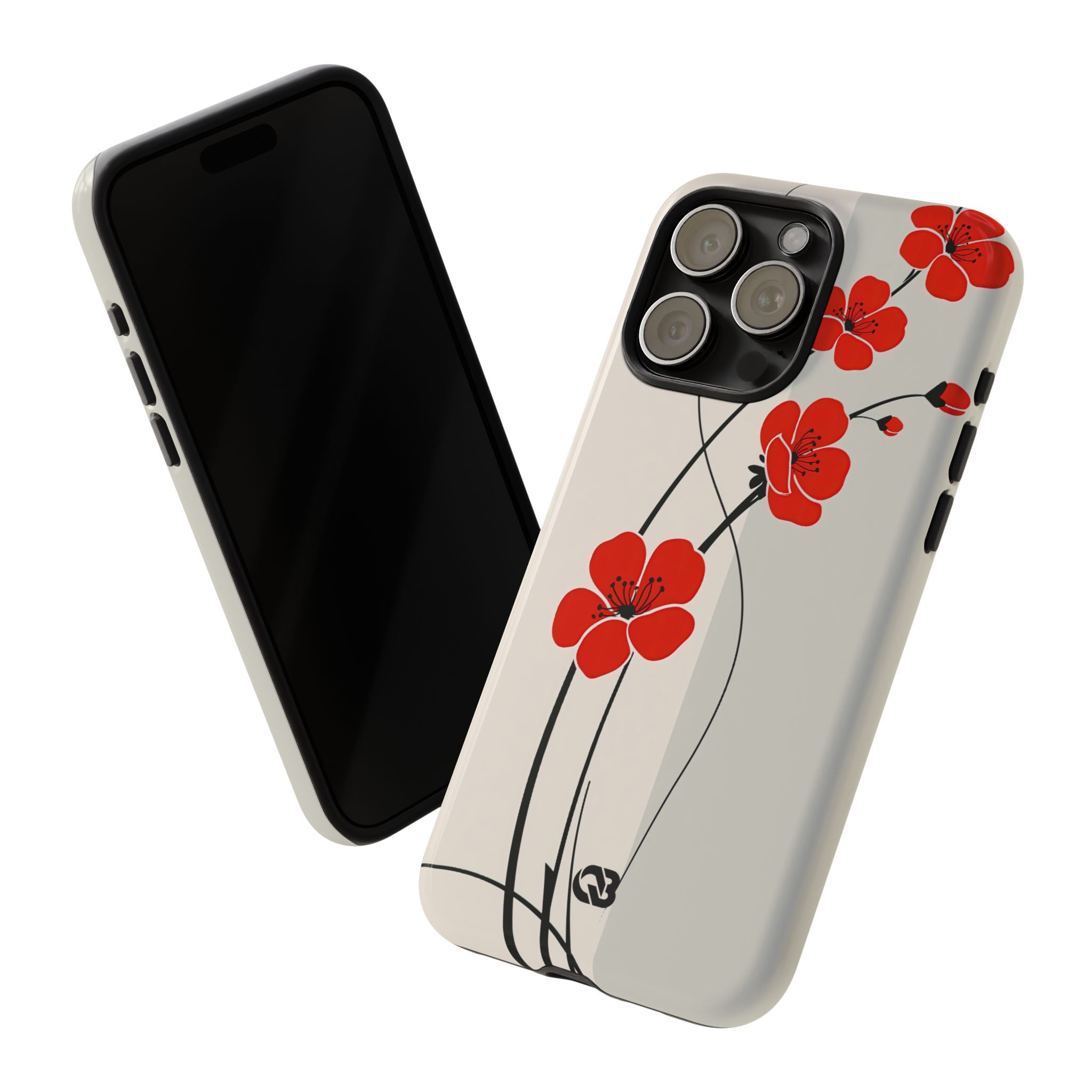Red Tough Phone Case for iPhone - Crimson Plum Ink