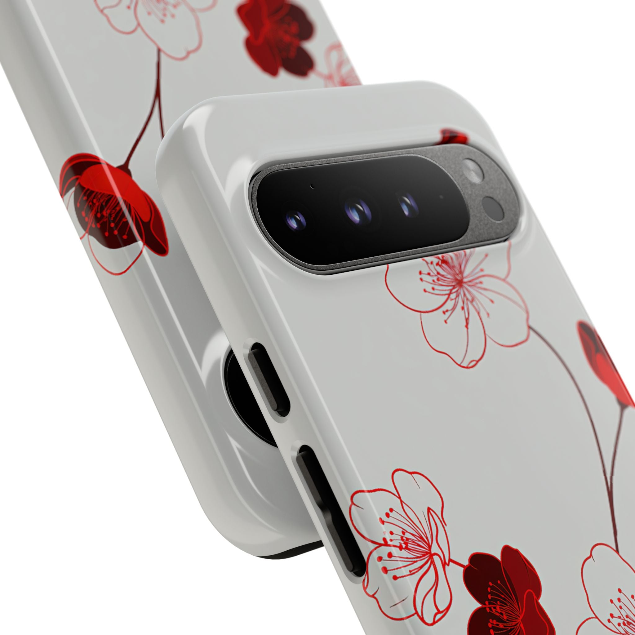 Red Tough Phone Case for Google Pixel - Kyoto Ember Bloom
