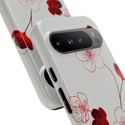 Red Tough Phone Case for Google Pixel - Kyoto Ember Bloom