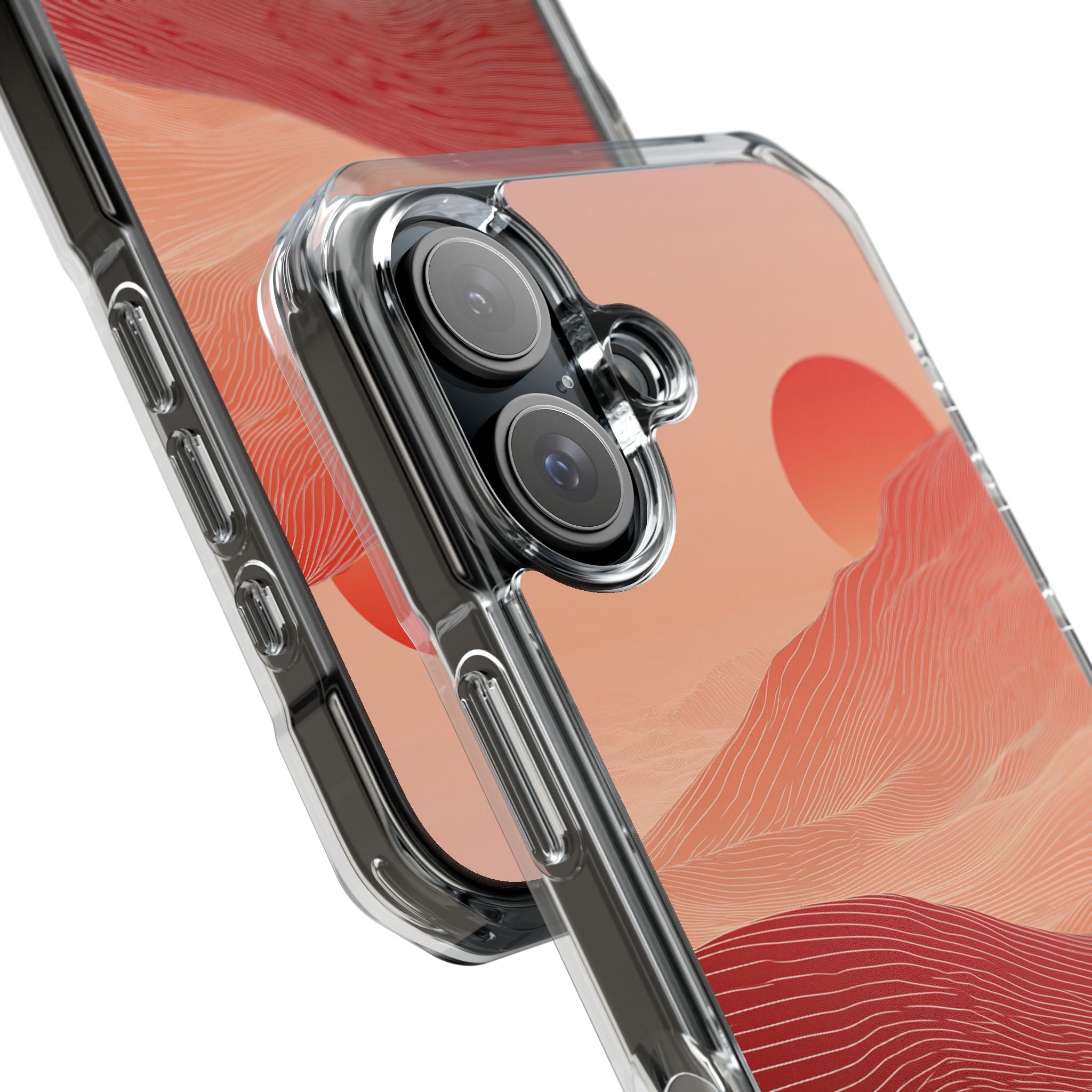 Red Impact MagSafe Phone Case for iPhone - Crimson Ridge Lines