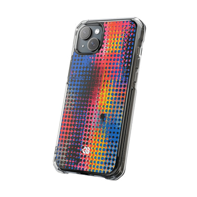 Chromatic Halftone Grid · Clear Impact Magnetic Phone Case for iPhone ·  Blue