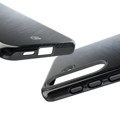 Grey Tough Phone Case for Samsung - Charcoal Brushed Steel