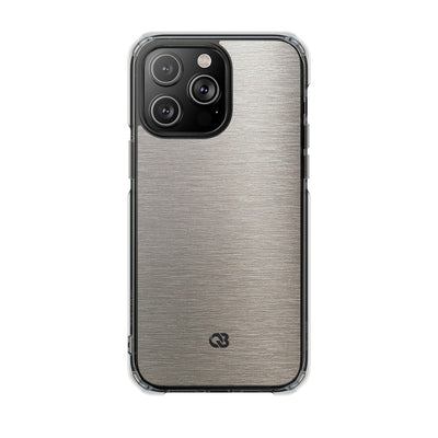 Brushed Silver Alloy · Clear Impact Magnetic Phone Case for iPhone ·  Silver