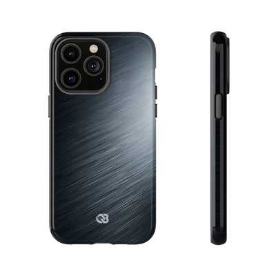 Grey Tough Phone Case for iPhone - Charcoal Brushed Steel