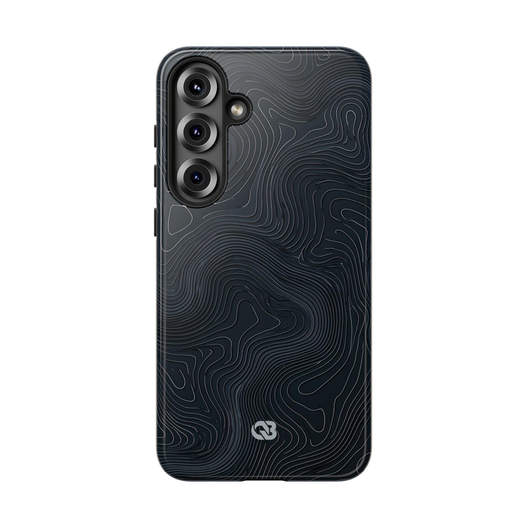 Black Tough Phone Case for Samsung - Obsidian Ridge Topo