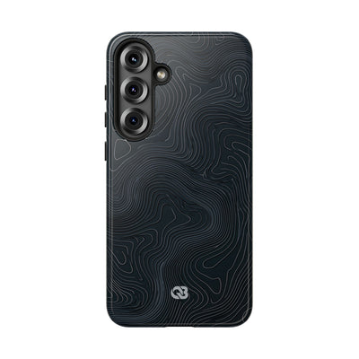 Black Tough Phone Case for Samsung - Obsidian Ridge Topo