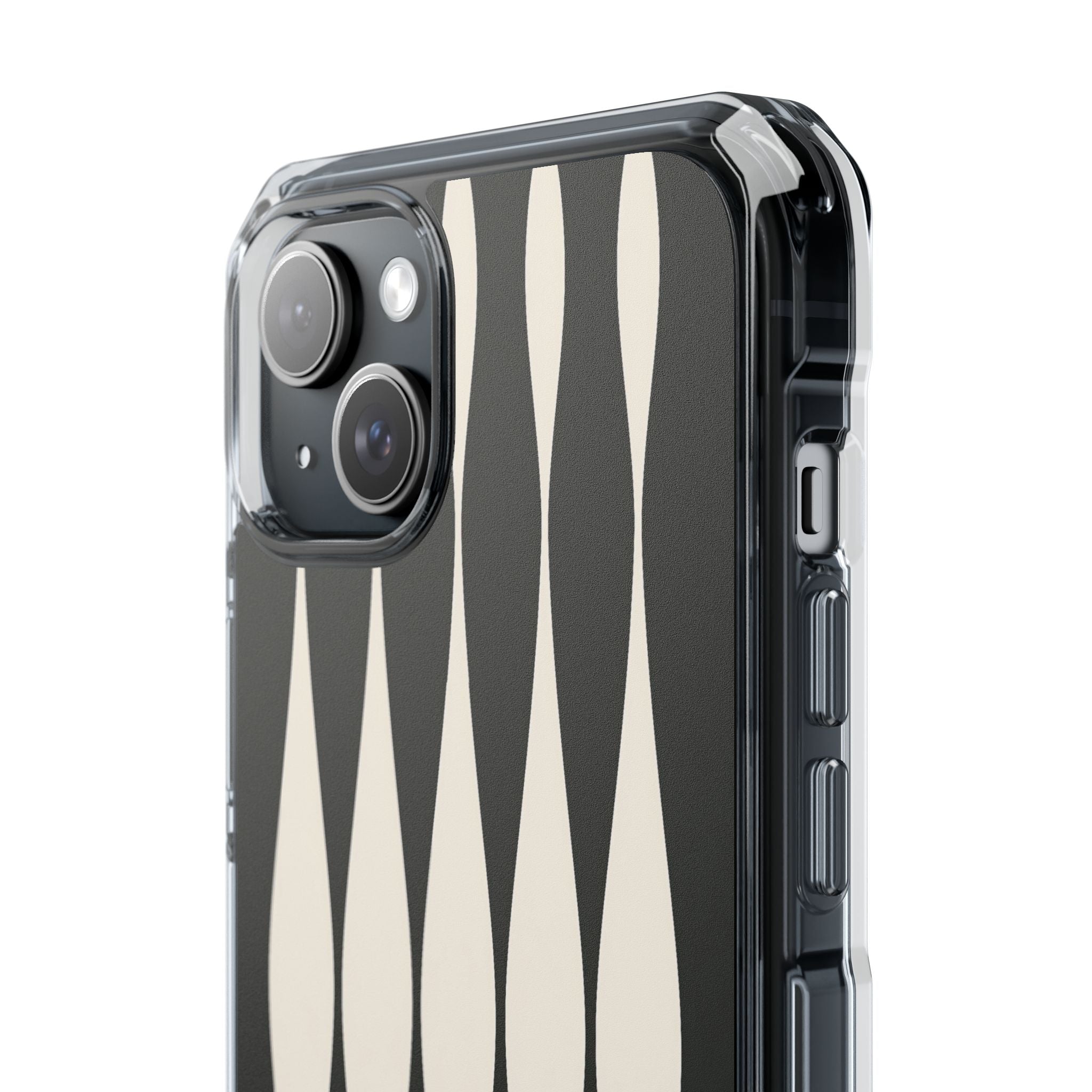 Black Impact MagSafe Phone Case for iPhone - Ivory Spindle Grid