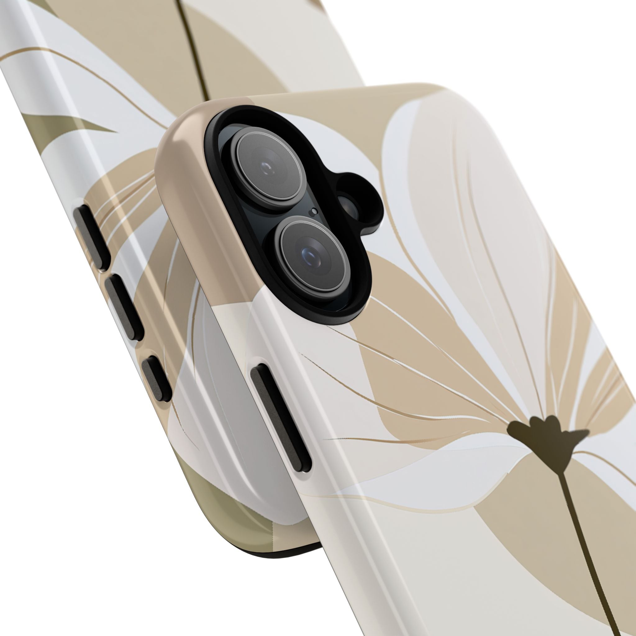 Beige Tough Phone Case for iPhone - Sage Linen Magnolia