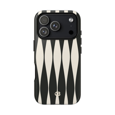 Black Tough Phone Case for iPhone - Ivory Spindle Grid