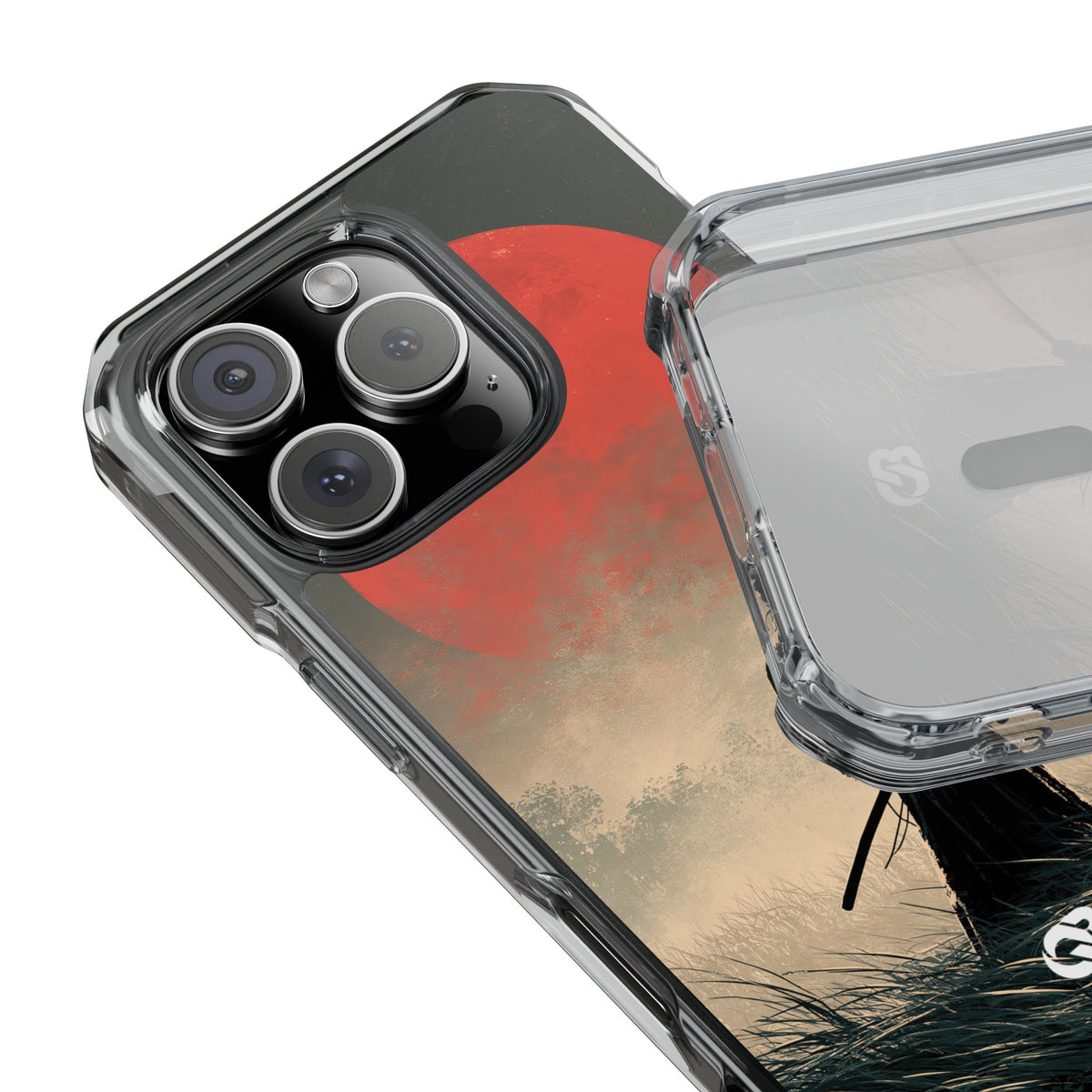 Crimson Moon Ronin · Clear Impact Magnetic Phone Case for iPhone · Red