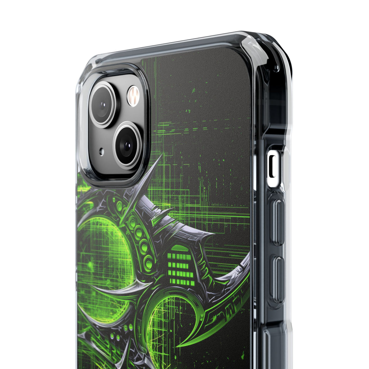 Cyber Sigil Grid · Clear Impact Magnetic Phone Case for iPhone · Green