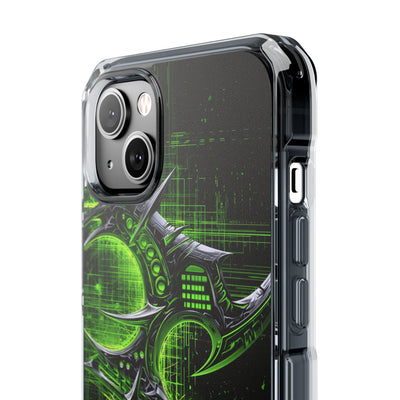 Cyber Sigil Grid · Clear Impact Magnetic Phone Case for iPhone · Green
