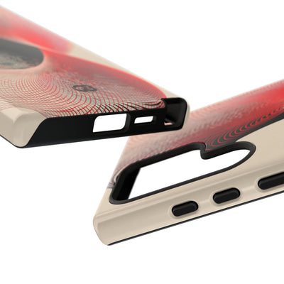Red Tough Phone Case for Samsung - Crimson Grid Vortex