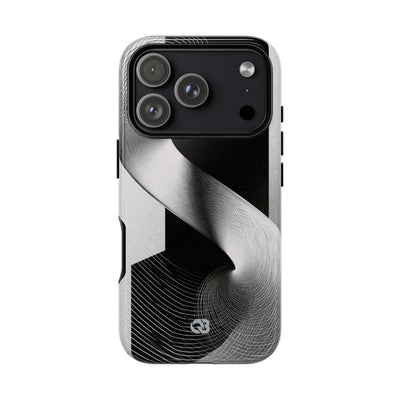 Grey Tough Phone Case for iPhone - Obsidian Moiré Wave