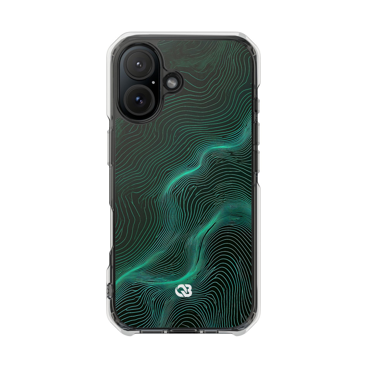 Emerald Topo Ridge · Clear Impact Magnetic Phone Case for iPhone · Green