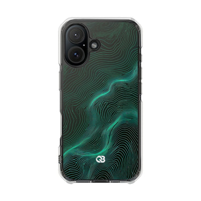 Emerald Topo Ridge · Clear Impact Magnetic Phone Case for iPhone · Green