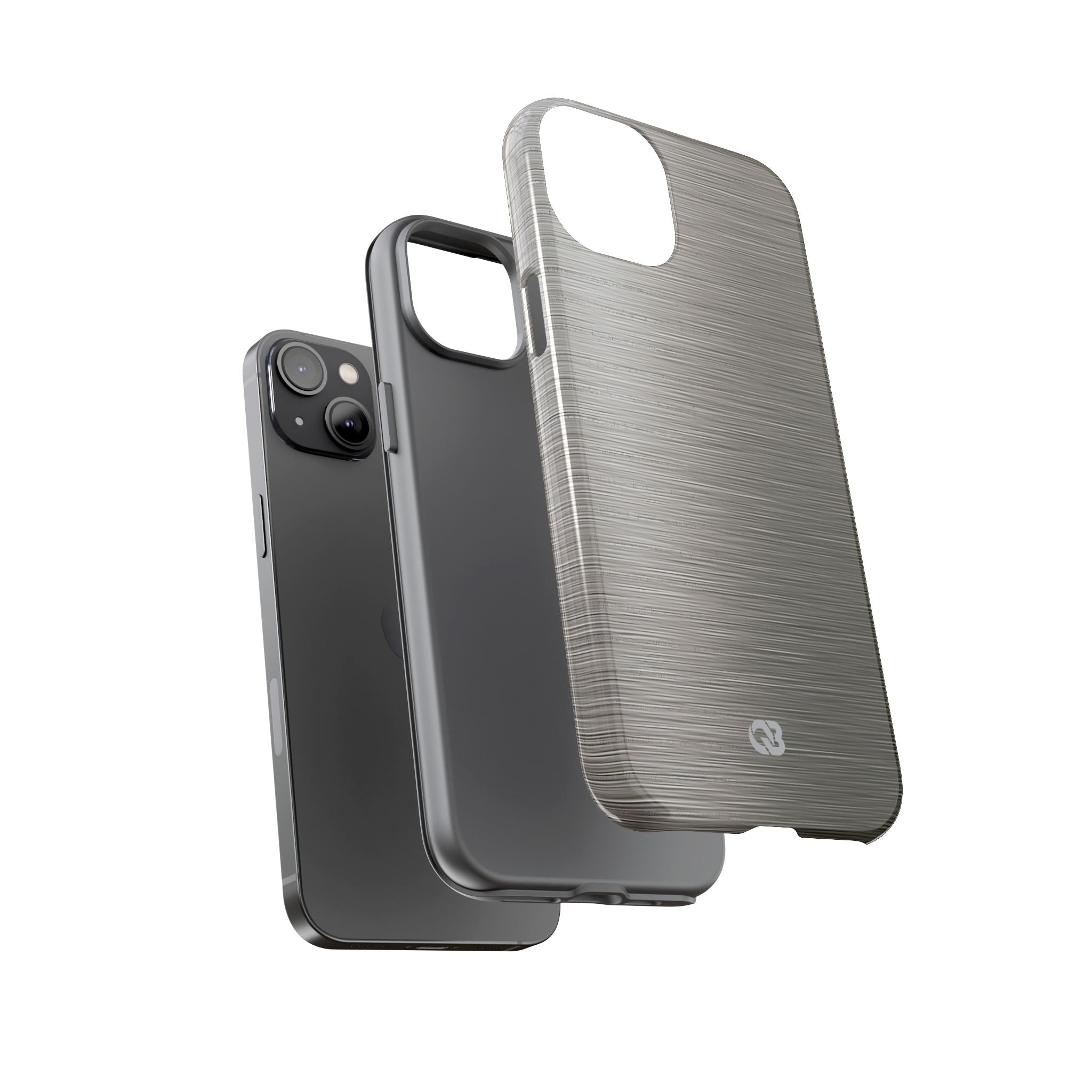 Grey Tough Phone Case for iPhone - Brushed Industrial Steel