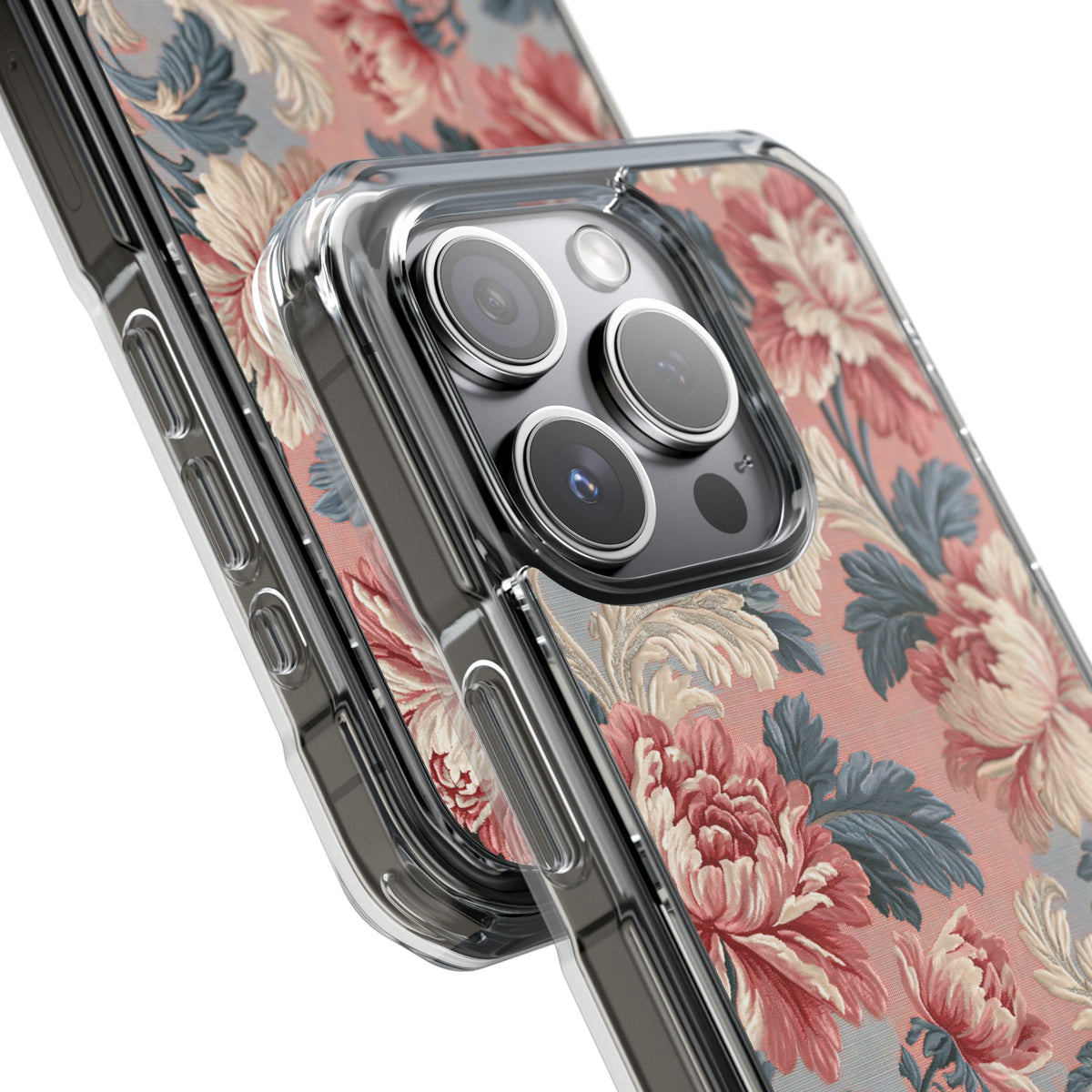 Blush Peony Jacquard · Clear Impact Magnetic Phone Case for iPhone ·  Pink