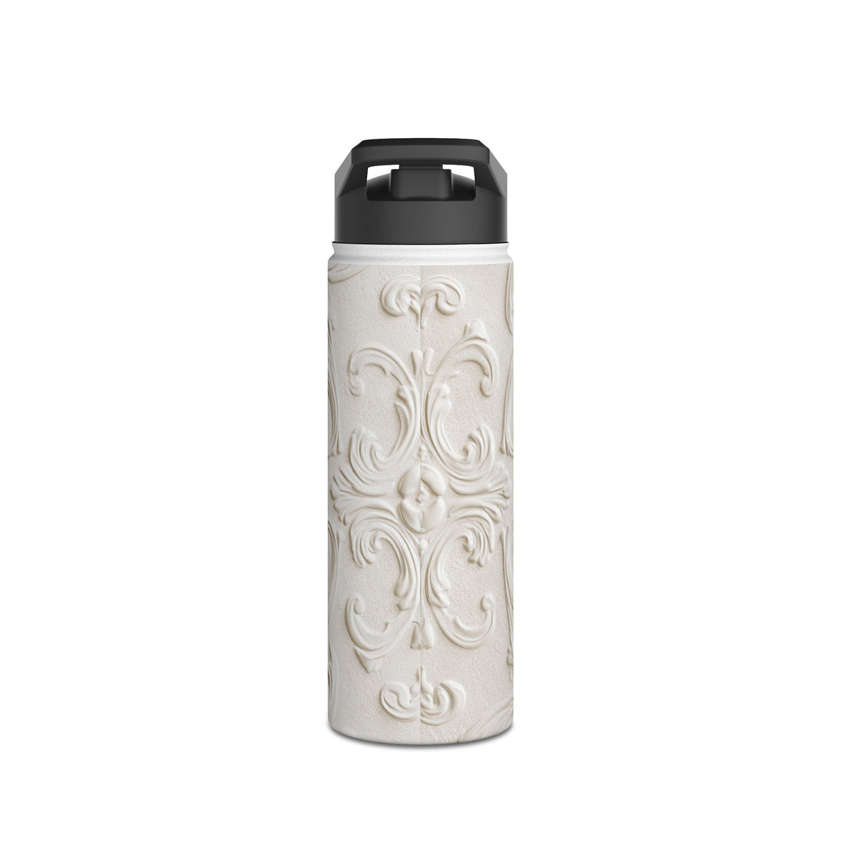 Ivory Baroque Relief · Insulated Water Bottle · White