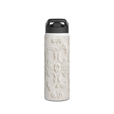 Ivory Baroque Relief · Insulated Water Bottle · White