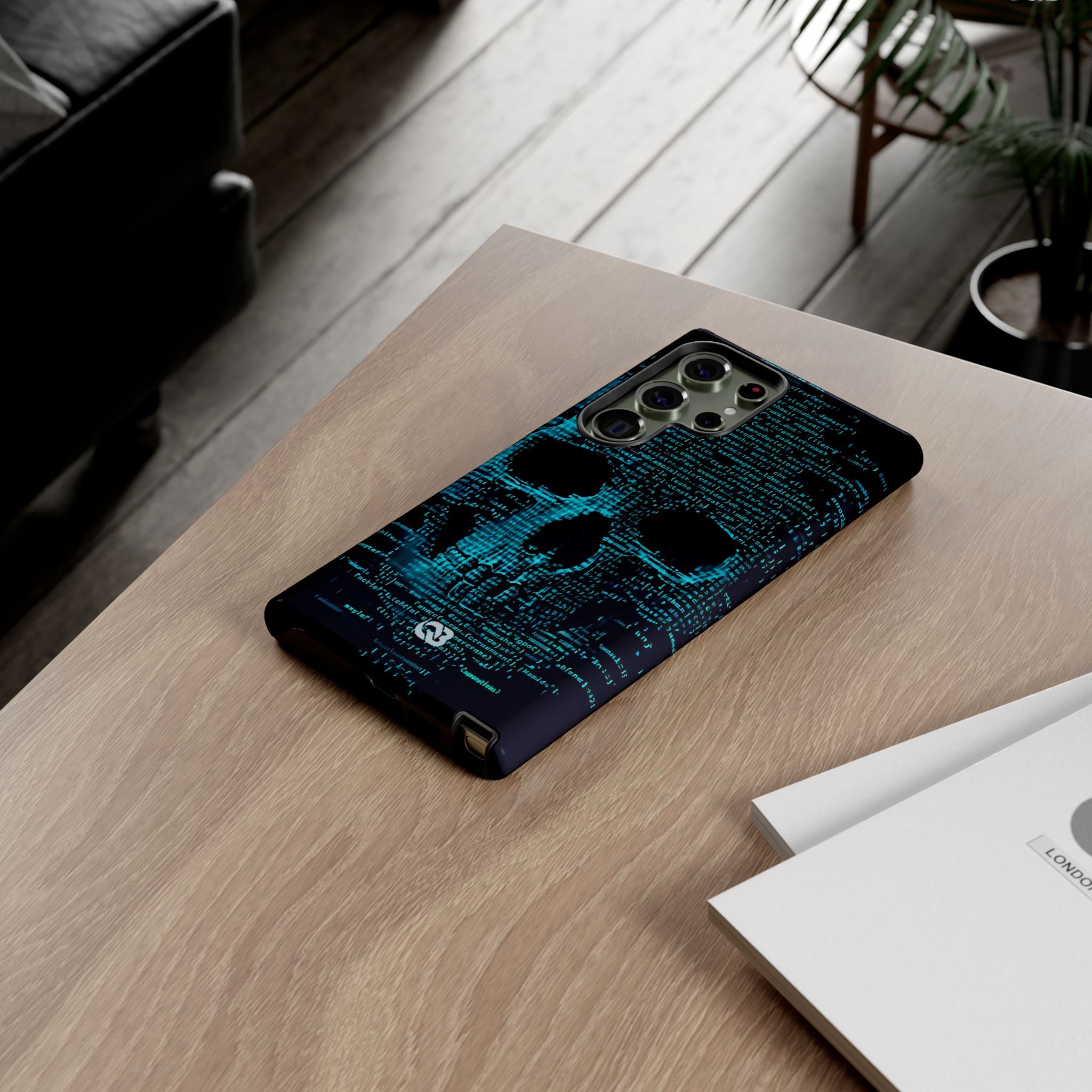 Cyan Glitch Skull · Tough Phone Case for Samsung