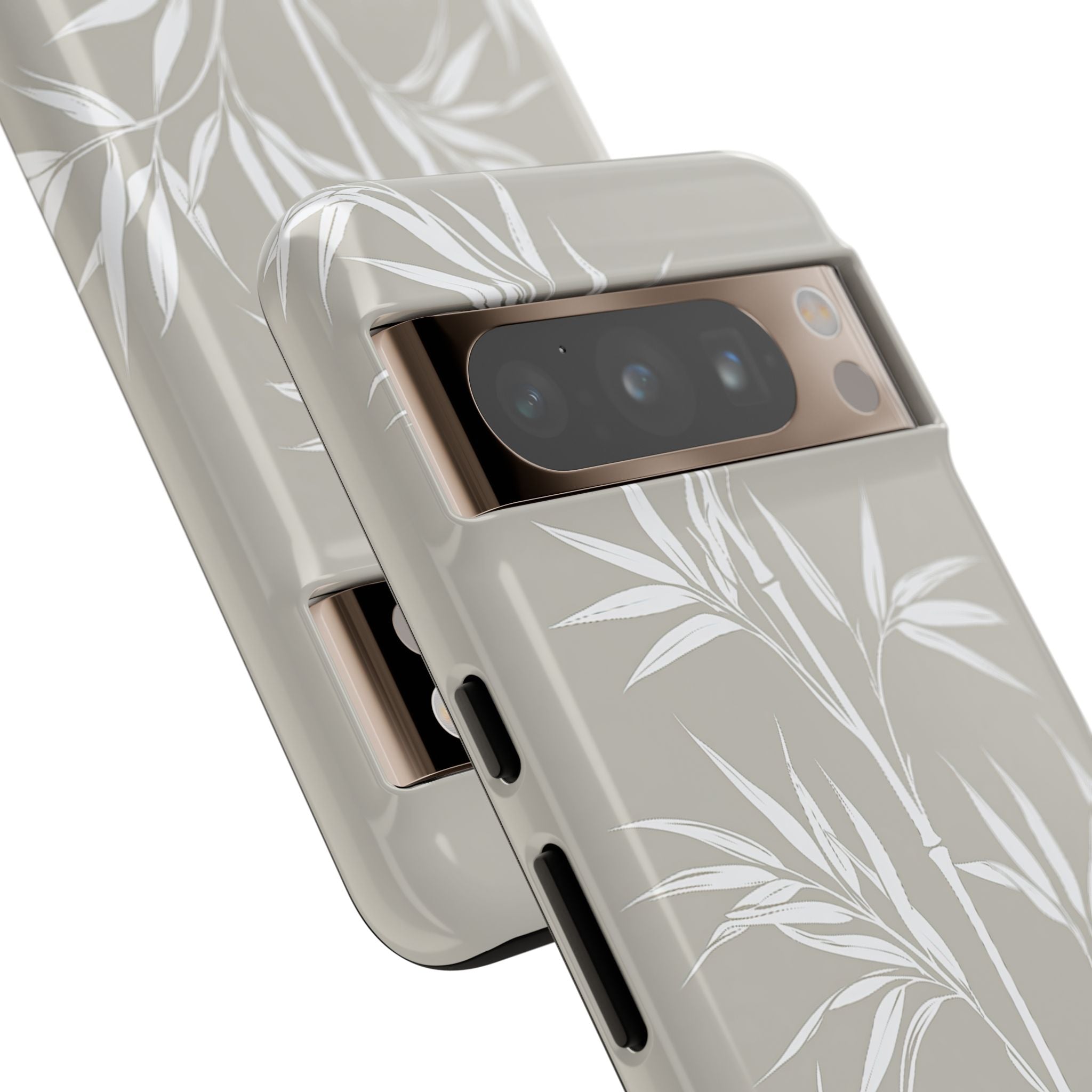 Beige Tough Phone Case for Google Pixel - Sandstone Bamboo Stalks