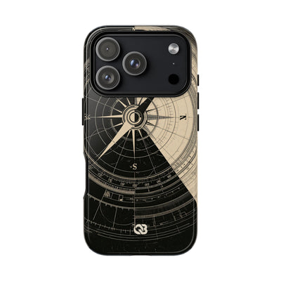 Beige Tough Phone Case for iPhone - Obsidian Nautical Blueprint