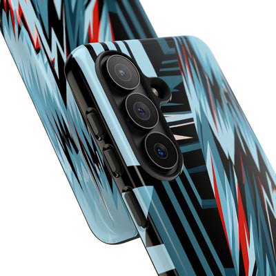 Blue Tough Phone Case for Samsung - Glitch Peak Cyan