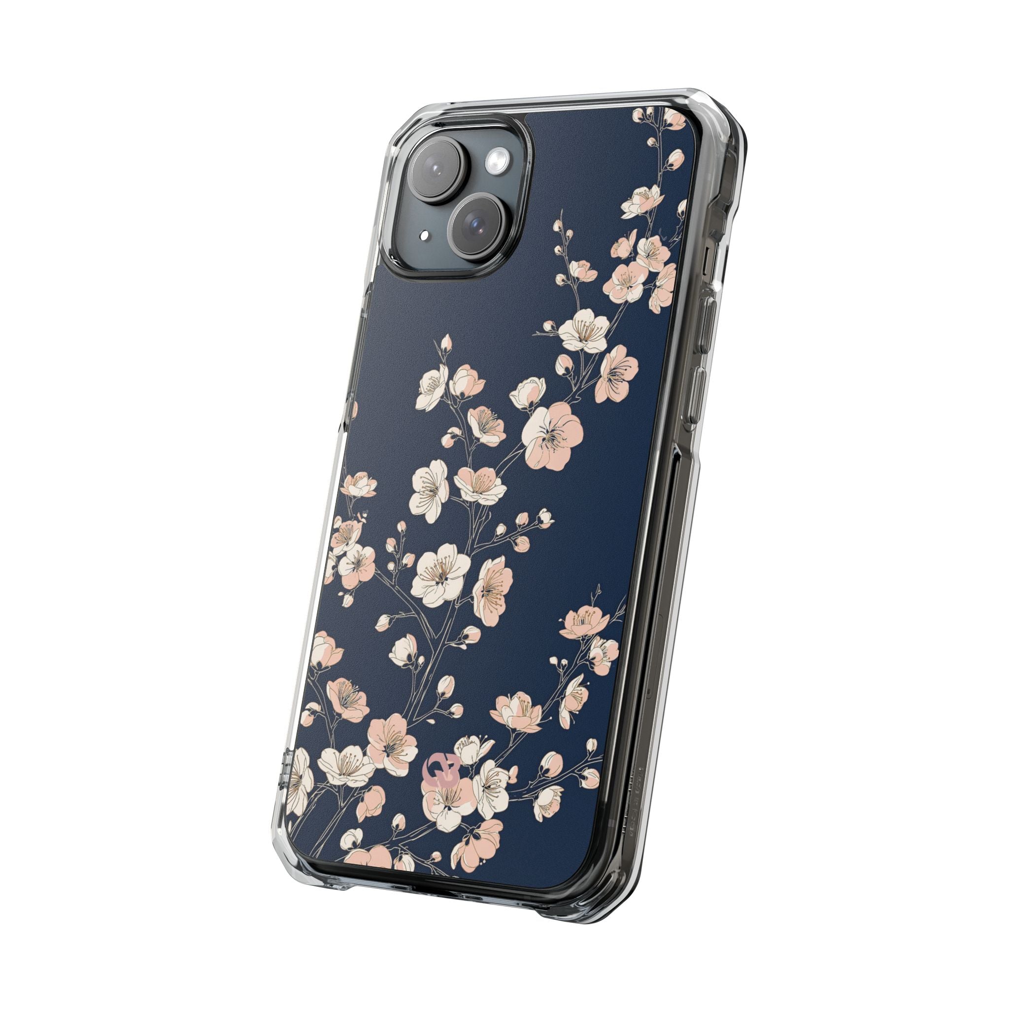 Blue Impact MagSafe Phone Case for iPhone - Midnight Peach Sakura