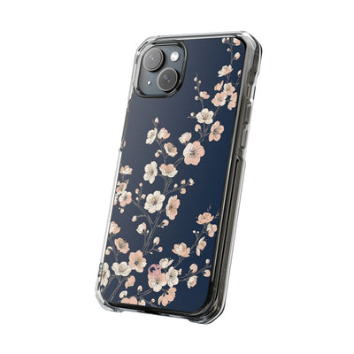 Blue Impact MagSafe Phone Case for iPhone - Midnight Peach Sakura