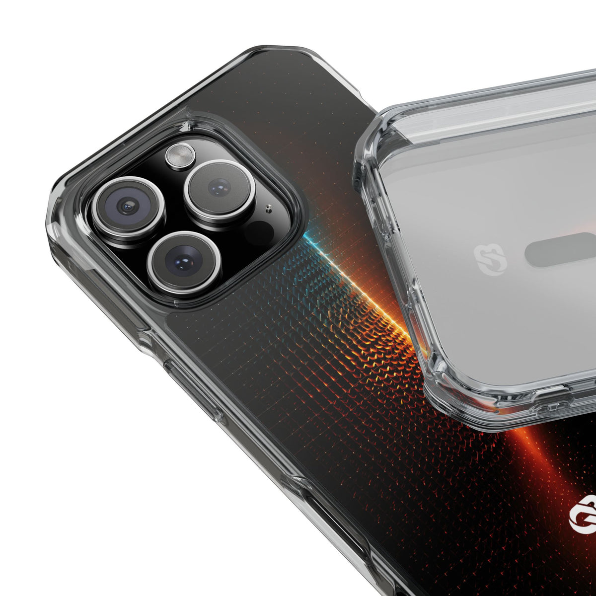Luminous Refraction Grid · Clear Impact Magnetic Phone Case for iPhone · Black