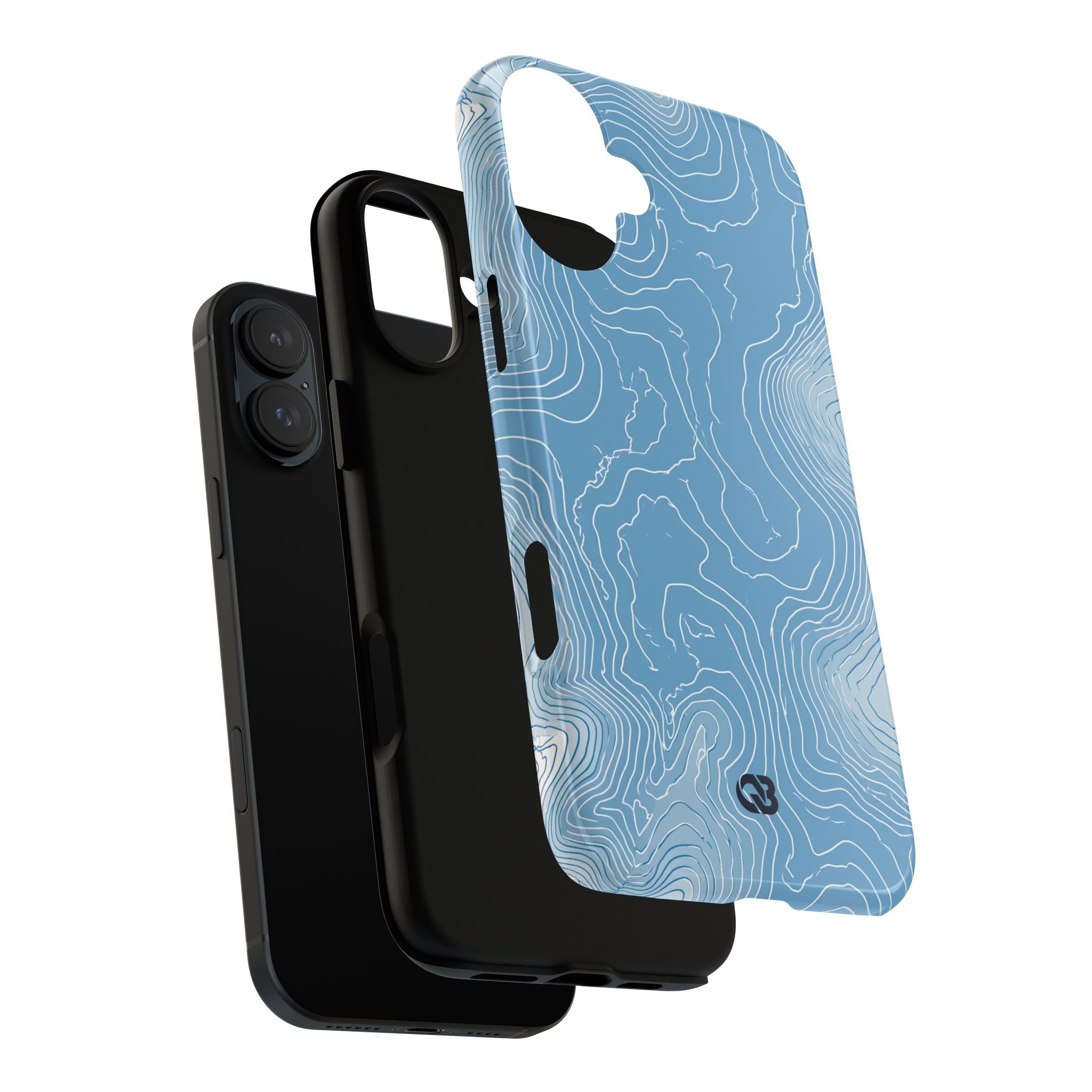 Blue Tough Phone Case for iPhone - Glacial Ridge Topo