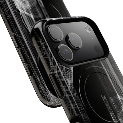Black Tough 2.0 Magsafe Phone Case for iPhone - Ghost Urban Wireframe