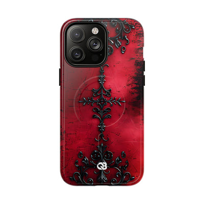 Crimson Gothic Filigree · Tough+ Coque de téléphone pour iPhone · MagSafe