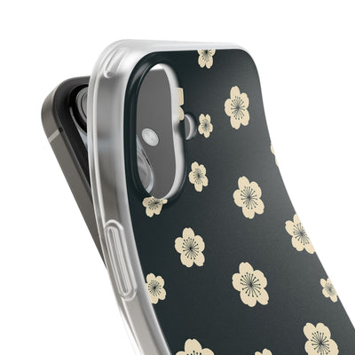 Teal Lite Phone Case for iPhone - Obsidian Cream Petals