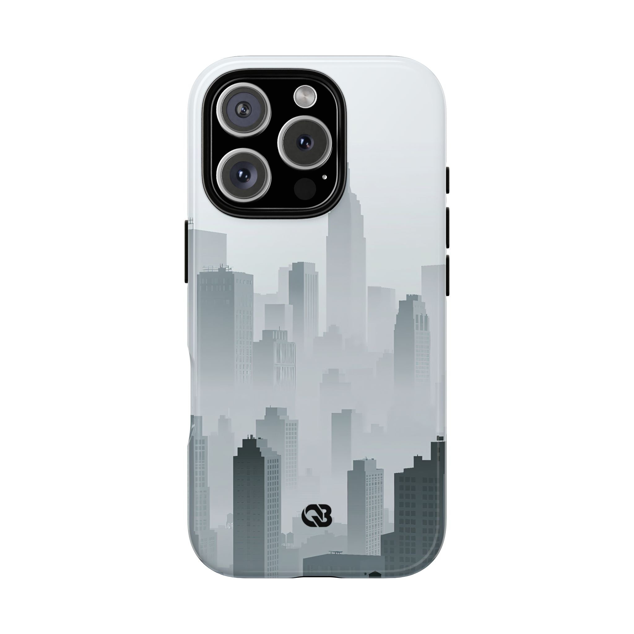 Grey Tough Phone Case for iPhone - Steel Mist Skyline