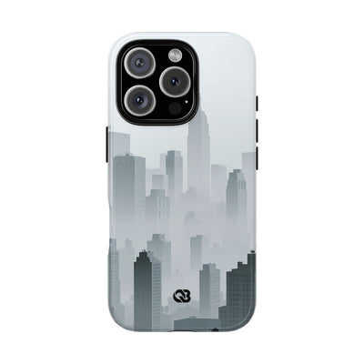 Grey Tough Phone Case for iPhone - Steel Mist Skyline