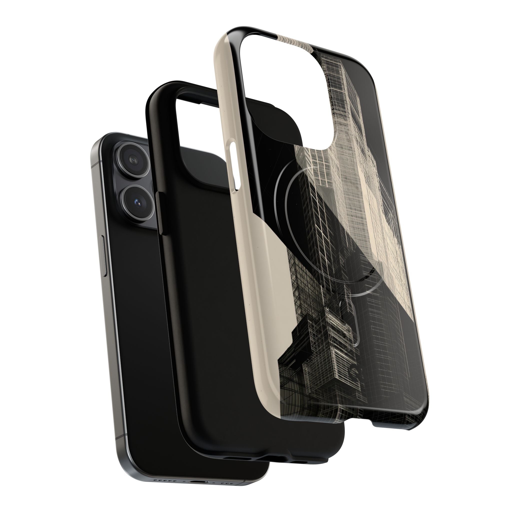 Beige Tough 2.0 Magsafe Phone Case for iPhone - Monolith Urban Grid