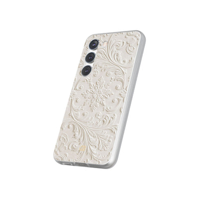 White Lite Phone Case for Samsung - Alabaster Floral Relief