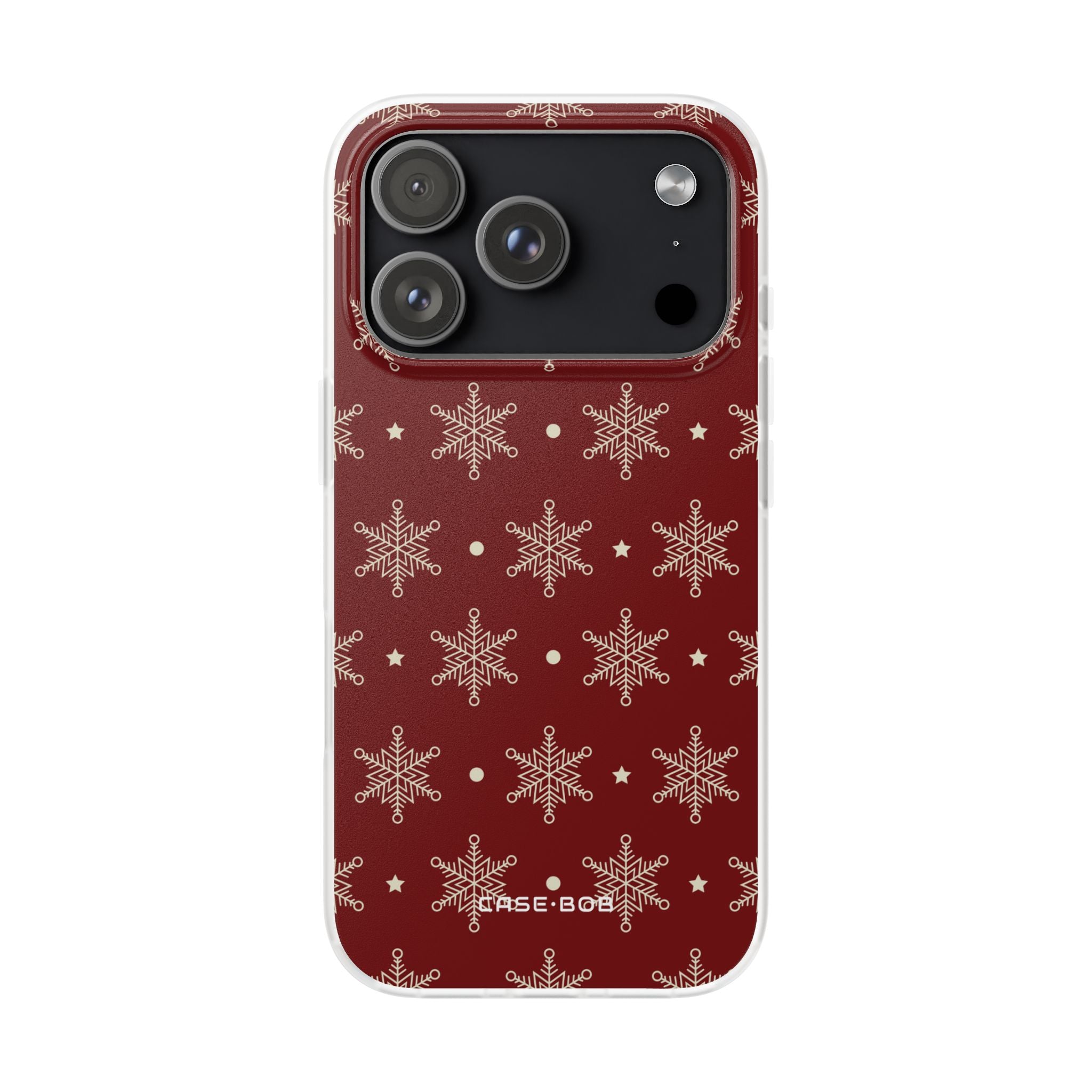 Cream Snowflake Crimson iPhone 17 Pro Case - Soft - CASE•BOB