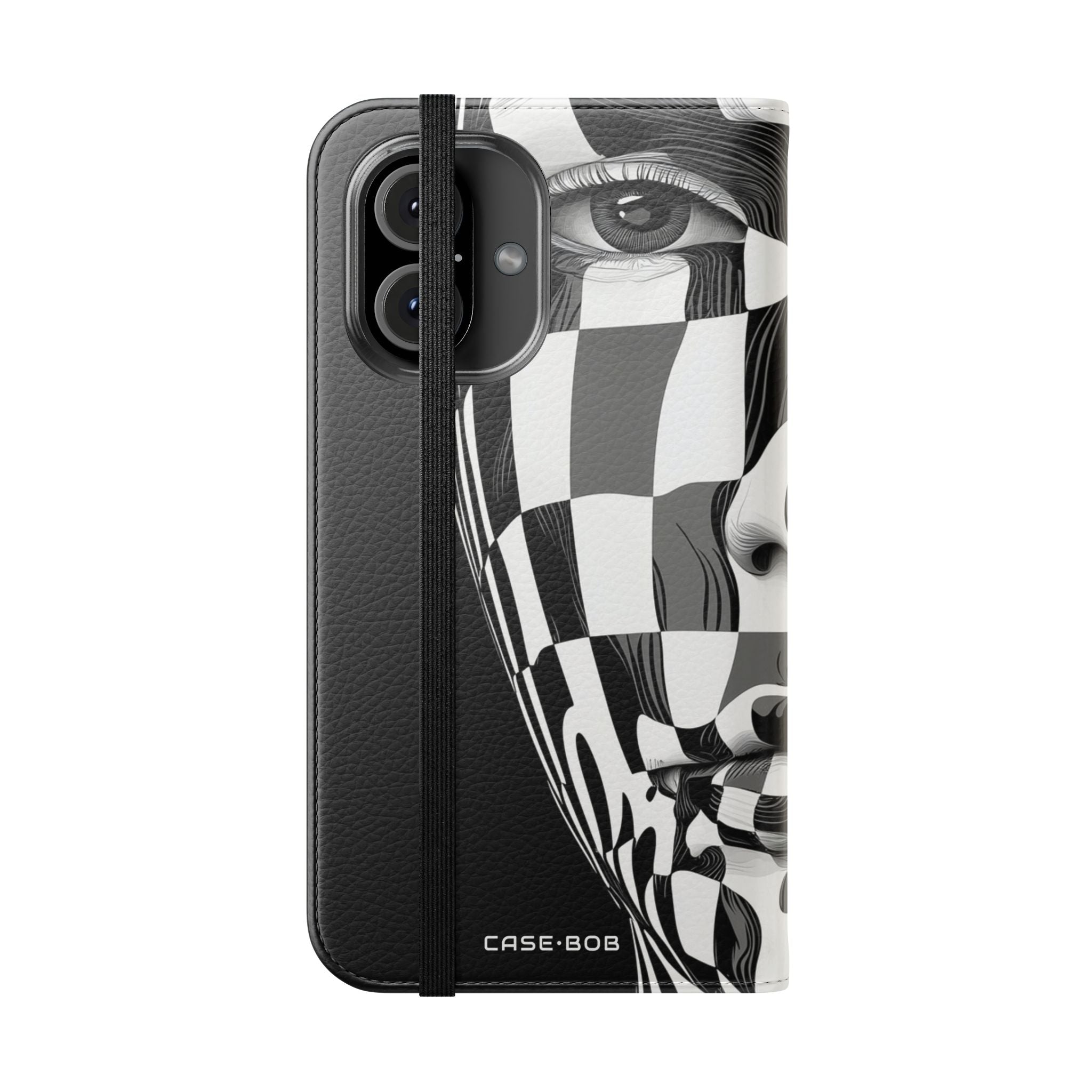Mirrored Checkerboard Face - iPhone 16  Case - Wallet