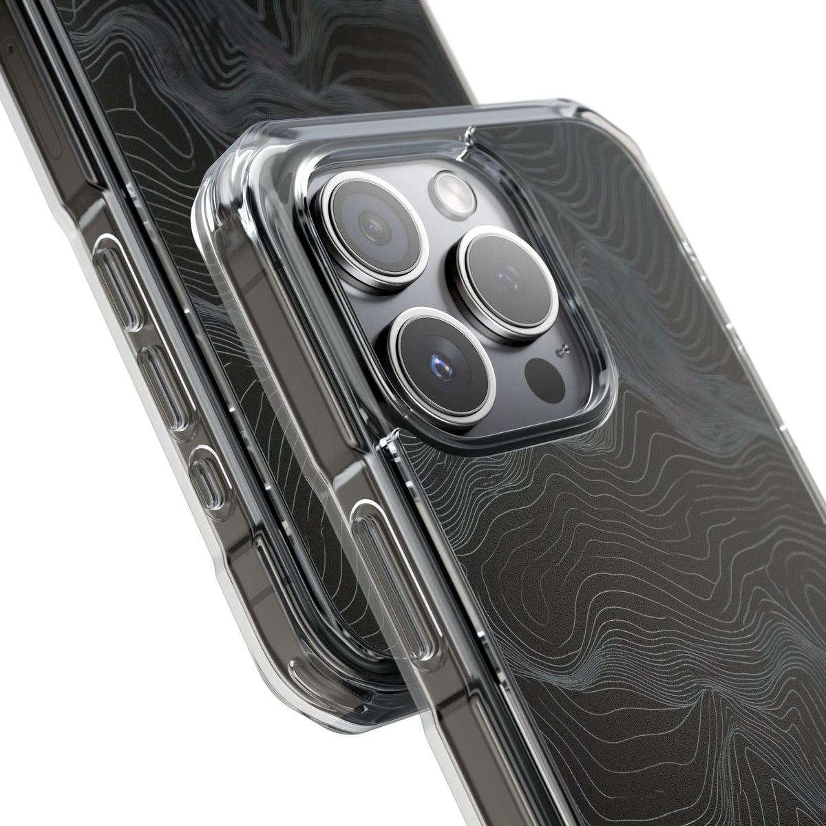 Obsidian Contour Elevation · Clear Impact Magnetic Phone Case for iPhone · Black